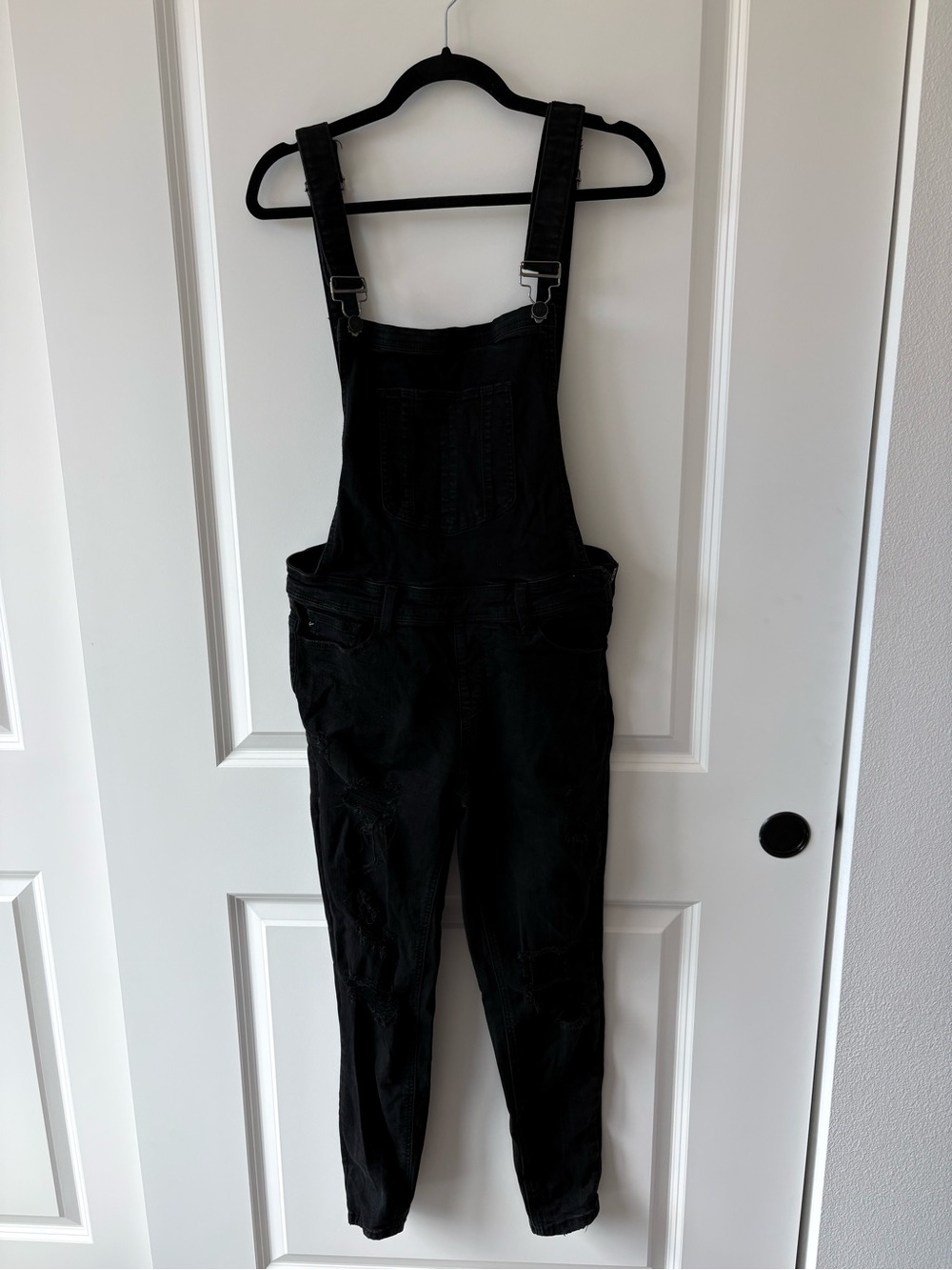 KanCan Black Women's Denim Overalls with Adjustable Straps